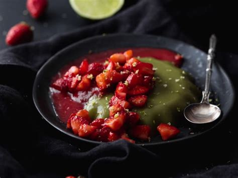 Panna Cotta Au Th Matcha Et Tartare De Fraises Au Citron Vert