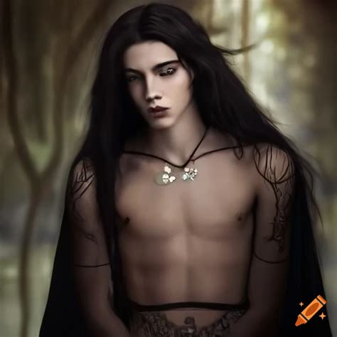 Gustav Klimt Inspired Poster Of Handsome Male Elven Prince With Long