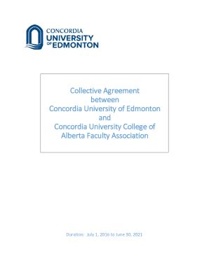 Fillable Online Collective Agreement Between Concordia University Of