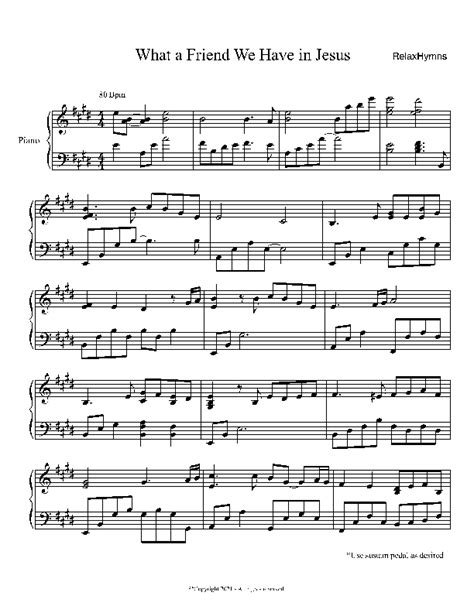 Piano What A Friend We Have In Jesus Piano Hymns Sheet Music Pdf