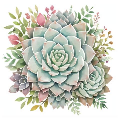 Premium Photo Watercolor Succulents Clipart