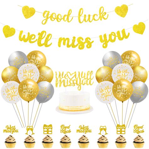 Shining Gold Good Luck Theme Farewell Party Decoration Glitter We Ll