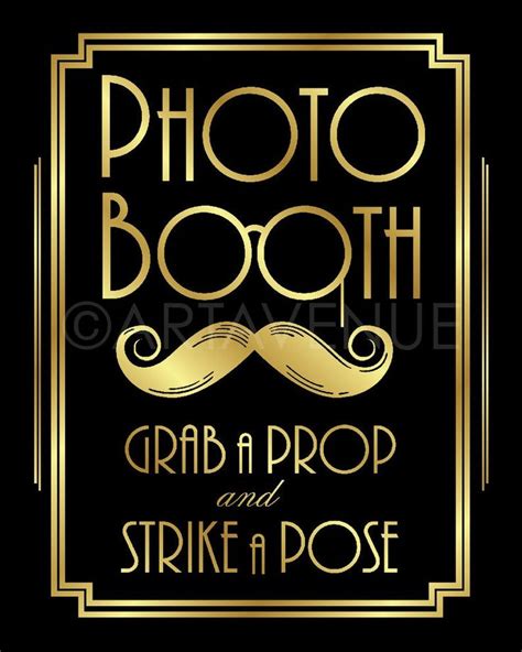 Gatsby Party Photo Booth Prop Sign Printable Gatsby Wedding Roaring