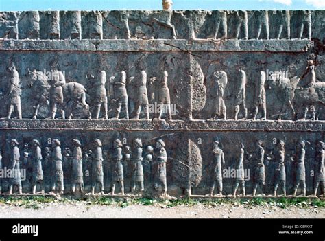 IRAN, PERSEPOLIS: Bas relief sculptures at Persepolis intentionally ...