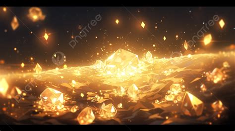 Glowing Golden Diamond And Sparkling Shimmers In 3d Render Background