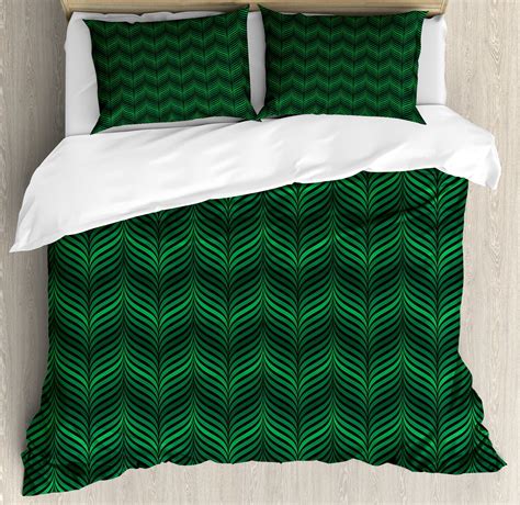 Modern Duvet Cover Set Monochrome Color Gradient Effect Vertical Polygonal Curved Stripes Art