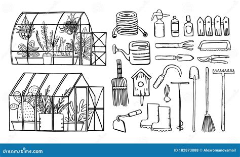 Vector Set Of Greenhouses Flat Hot House Illustration Isolated On