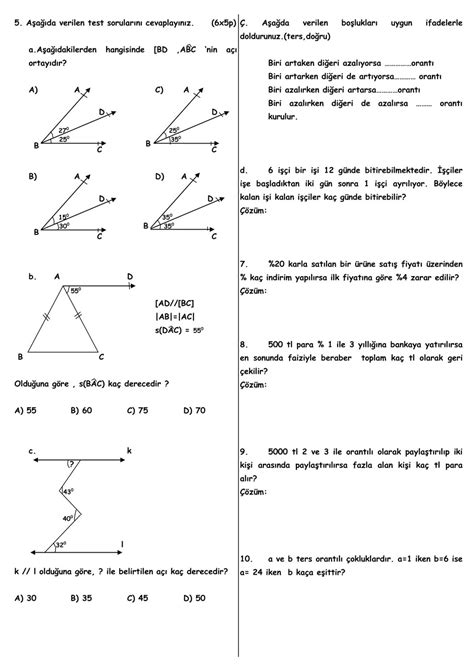 S N F Matematik D Nem Yaz L Sorular