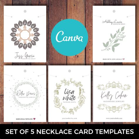 Printable Necklace Card Templates Bundle Of Editable Canva Templates