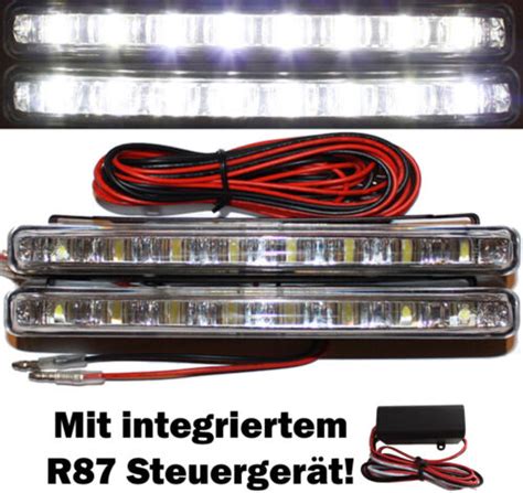 16 LED Tagfahrlicht TFL Steuergerät E4 Prüfzeichen 2x 8 LED SMD