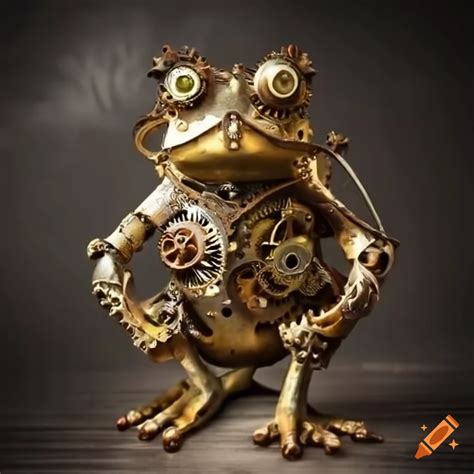 Steampunk Frog Sculpture With Mechanical Parts On Craiyon