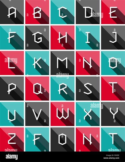 Flat Icons Alphabet Stock Vector Image Art Alamy