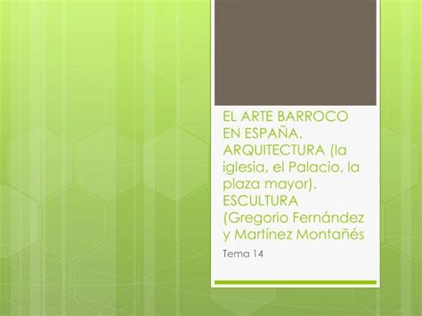 Pdf Tema El Arte Barroco En Espa A Arquitectura Escultura