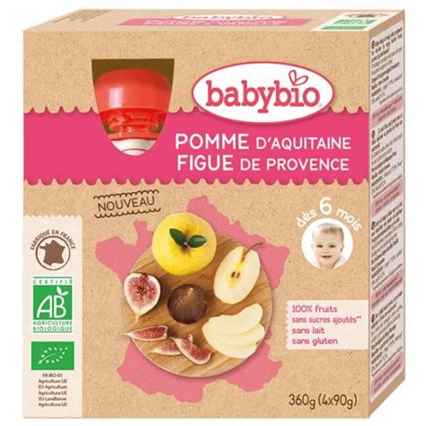 Babybio Gourde Pomme Figue Bio 4x90g Dès 6 mois Achat Vente