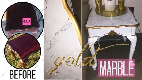 Rags To Riches Ep 2 Marble Gold Topped End Table UPCYCLE YouTube