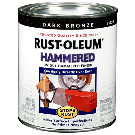 Rust-Oleum Stops Rust 1 qt. Dark Bronze Hammered Rust Preventive Interior/Exterior Paint (Case ...