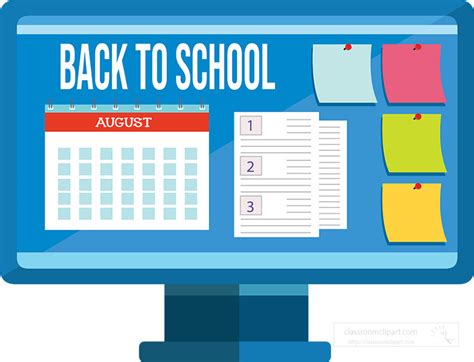 Back to School Clipart-back to school calendar august computer screen clipart