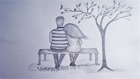 How To Draw A Couple Sitting Under A Tree Pencil Sketch YouTube