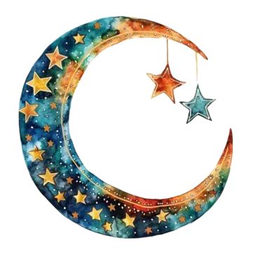 Eid Mubarak Moon A Crescent With Stars And Star On It Eid Mubarak