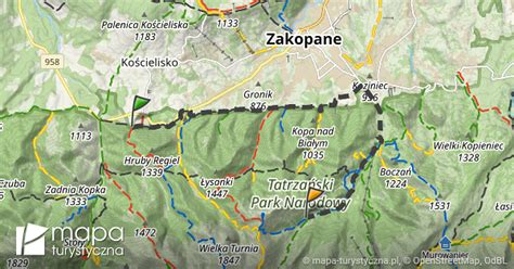 Trasa Staników Żleb Schronisko PTTK na Hali Kondratowej mapa