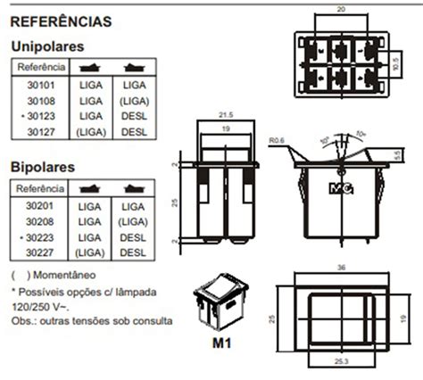 Chave Interruptor Margirius Tecla Bipolar Lig Desl A A Instaladora