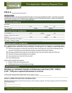 Fillable Online Pre Application Meeting Request Form Instructionsohio