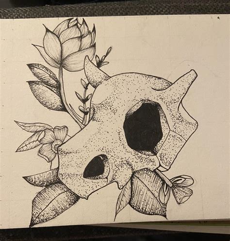 I Made This Drawing Of A Cubone Skull Inspired By A Tattoo Design I