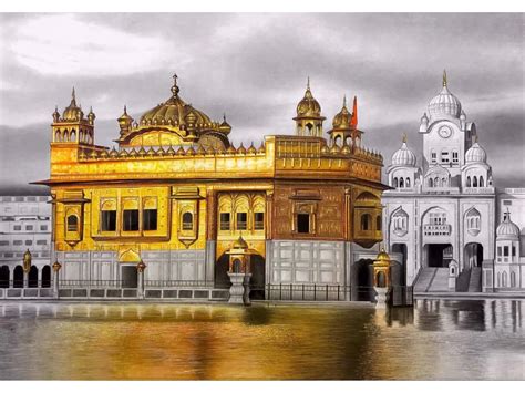 Golden Temple | Pencil Color on Paper| By Ekam Singh | Exotic India Art