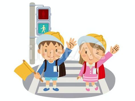 横断歩道を渡る小学生イラスト No 2073768｜無料イラスト・フリー素材なら「イラストac」