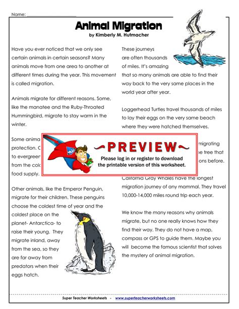 Animal Migration Super Teacher Worksheets — Db