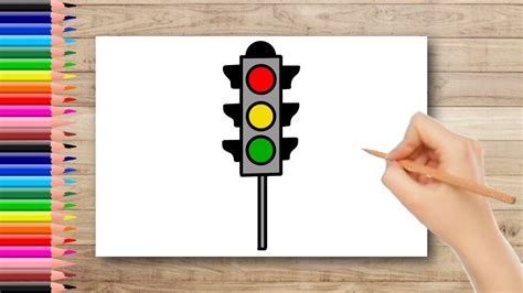 How To Draw Traffic Light Easy Traffic Signal Drawing YouTube