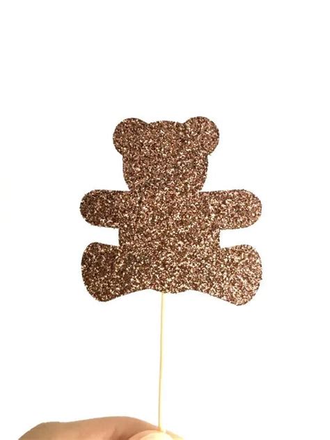 Ouro Glitter Urso Cupcake Toppers Casamento Comida Palitos De Dente