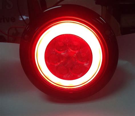 2 Red Led 4″ Round Truck Trailer Brake Stop Turn Tail Lights With Red Lens Truck Parts World