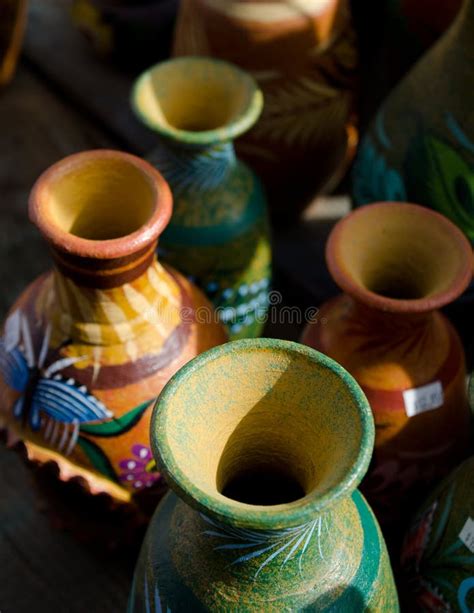 Mexican Colorful Ceramic Pots in a Workshop Stock Photo - Image of ...