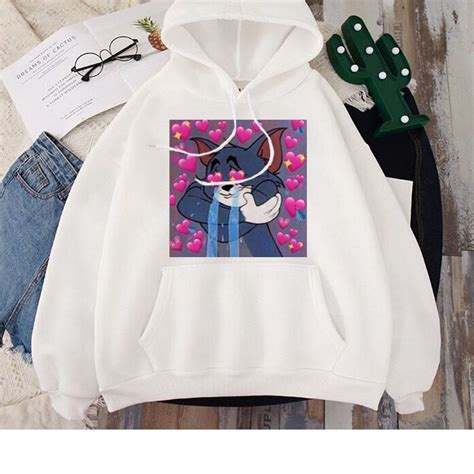 Casual Tom Jerry Cartoon Printed Womens Hoodies Hoodies Womens Tom And Jerry Cartoon Hoodies