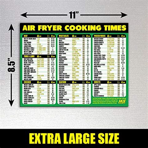 Air Fryer Cooking Times Magnetic Cheat Sheet Extra Large Easy To Read