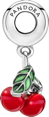 Pandora Asymmetrical Cherry Fruit Dangle Charm Silver Red Green Pris