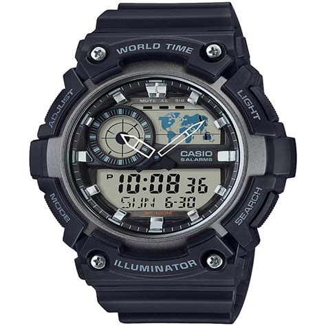 Casio Mens Analog Digital World Time Watch Black