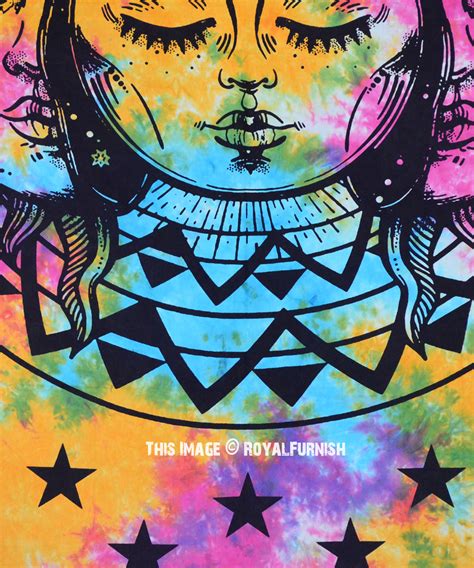 Psychedelic Sun & Moon Celestial Energy Mystic Art Printed Tapestry ...