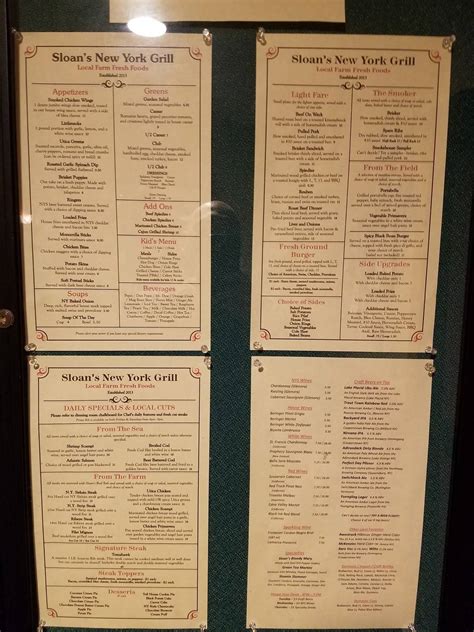 Menu At Sloans New York Grill Bbq Oneonta