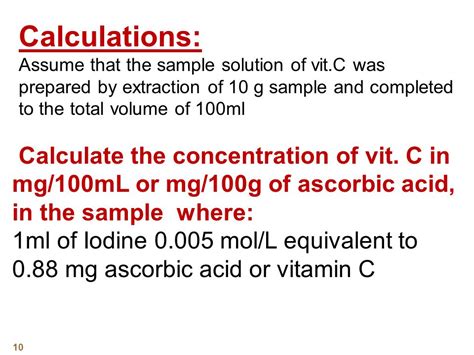 Determination Of Vitamin C Concentration By Titration Ppt Video