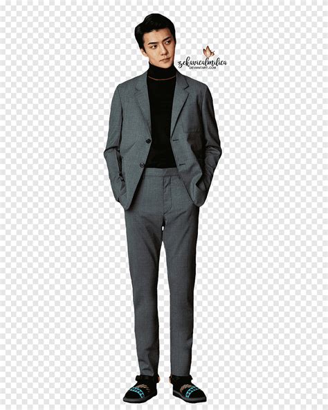 Exo Sehun L Optimum Thailand Man Standing While Wearing Gray Notched