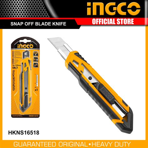 Ingco Hkns16518 Snap Off Blade Knife Sk5 18x100mm With Flat Push Button