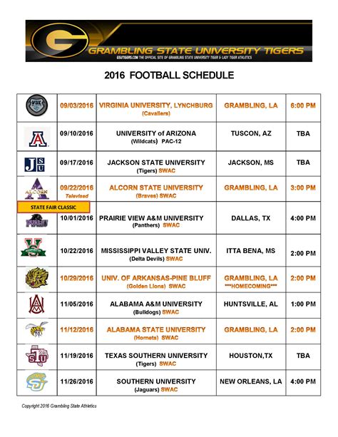 Grambling State University Football 2024 Schedule - Doro Nanete