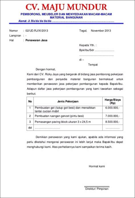 Contoh Surat Penawaran Pekerjaan Instalasi Listrik Surat Lamaran Kerja Desain Contoh Surat