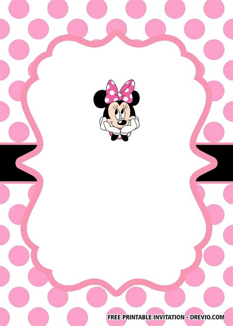 Minnie Mouse Head Pink Invitation Templates Minnie Mouse Birtay Hd