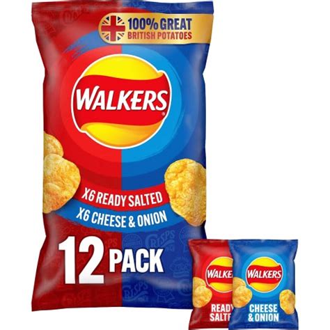 Walkers Variety Multipack Cheese Onion Ready Salted Crisps X