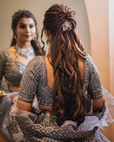 27 Effortlessly Stylish Half Tie Hairstyles We Spotted On Real Brides Long Hair Styles Indian