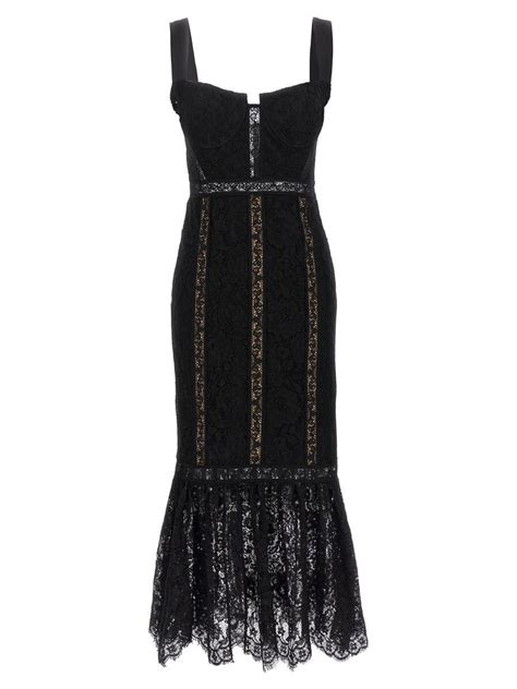 Buy Self Portrait Cord Lace Insert Midi Dress Black At 33 Off