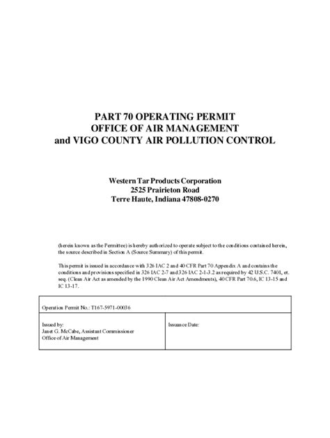 Fillable Online Permits Air Idem In And Vigo County Air Pollution Control Fax Email Print